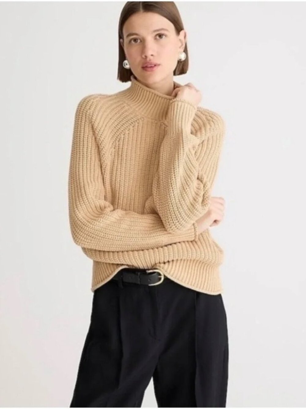 J.Crew Relaxed Rollneck Sweater – Camel – Size Small